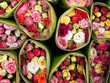 Bouquet of roses sold in the market.