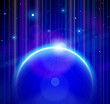 Blue Planet Earth with Rising Sun, Stars & Color Space Blue Planet Earth with Rising Sun, Stars & Color Space
