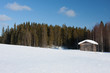 Small wooden house in winter. Small wooden house in winter.