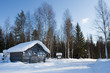 Small wooden house in winter. Small wooden house in winter.