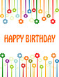 Hand lettered Happy Birthday card with flowers