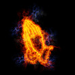 Fiery praying hands.