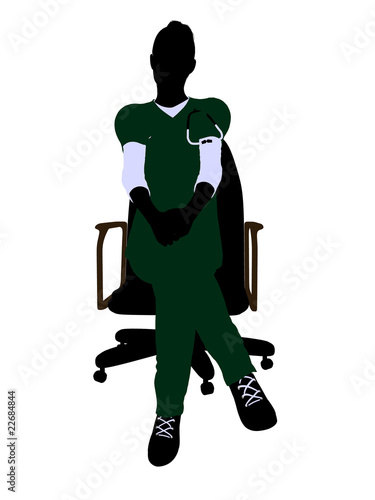 Illustration: Female Doctor Sitting On A Chair Illustration Silhouette Female Doctor Sitting On A Chair Illustration Silhouette