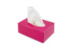 Box with napkins on white background