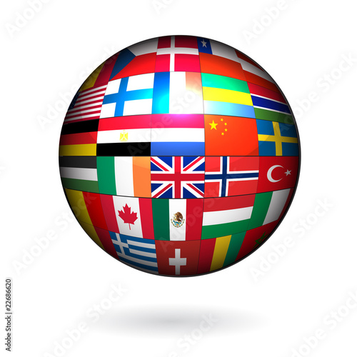 flags of the world globe. world flags as globe sphere