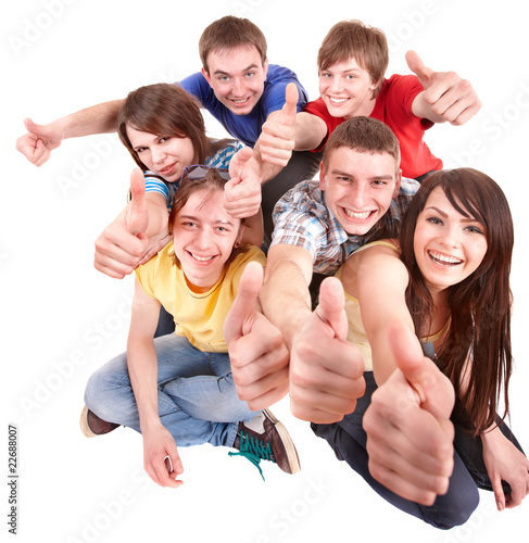 Photo: Group people with thumbs up. Isolated. Group people with thumbs up. Isolated.