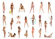 Set of young and attractie women in different poses Set of young and attractie women in different poses