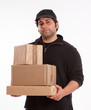 Man carrying a pile of packages