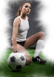 Sexy football player on stadium