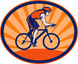 Triathlon athlete riding cycling bike