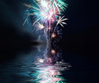 Beautiful fireworks on the lake