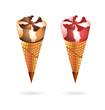 waffle ice creams chocolate and cherry flavor