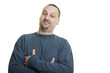 happy young caucasian man with short hair and beard