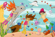 Vektor: Children in the deep sea Children in the deep sea