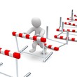 Man overcome or knocking down hurdles Man overcome or knocking down hurdles
