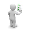 Man looking at checklist. 3d rendered illustration. Man looking at checklist. 3d rendered illustration.