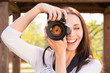 Beautiful girl with camera Beautiful girl with camera