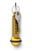 Illustration: Hotel key with golden keyring hanging Hotel key with golden keyring hanging