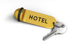 Illustration: Hotel key with golden keyring on the floor Hotel key with golden keyring on the floor
