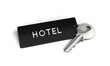 Hotel key with plastic keyring on the floor