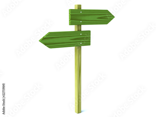 Wooden direction arrows isolated on white background