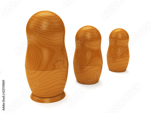 Matryoshka Russian Nested Dolls isolated on white background
