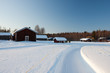 Small wooden houses in winter. Small wooden houses in winter.