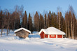 Small wooden houses in winter. Small wooden houses in winter.
