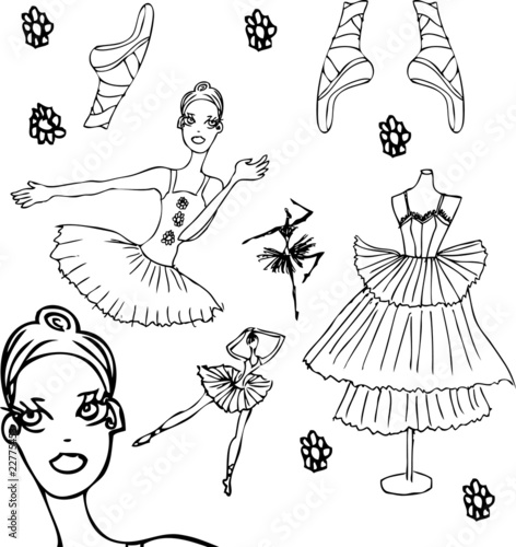 Ballet tattoo icons set woman ballet tattoo. Ballet tattoo icons set woman