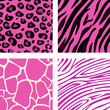 Fashion tiling pink animal print patterns. Vector.