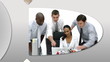 Montage presenting confident business team at work