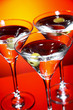 Martini glass with olive inside