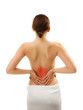Woman massaging pain back Woman massaging pain back