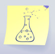 Chemistry icon, drawing on sticky paper, vector
