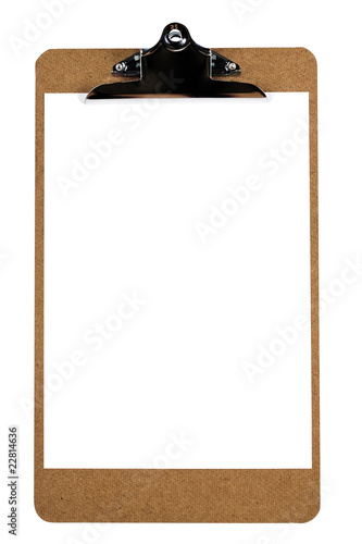 Photo: Clipboard with blank paper and pencil Clipboard with blank paper and pencil