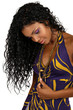 Beautiful African woman with long curly hair.