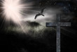 Cross and Bird in Landscape
