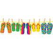 Colorful flip-flops on a rope - vector illustration Colorful flip-flops on a rope - vector illustration