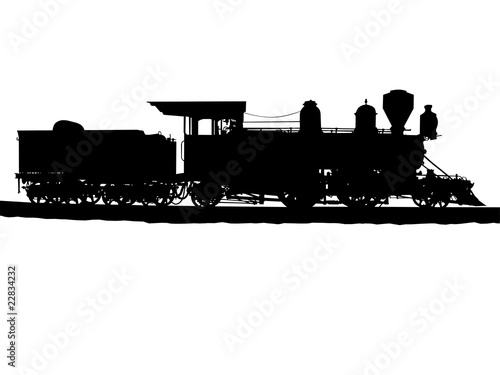 Illustration: Vintage steam train silhouette Vintage steam train silhouette
