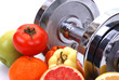 Assorted fresh fruits and vegetables , fitness concept