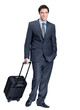 Full length of a business man with a trolley bag on a tour