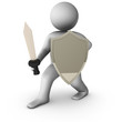 Illustration: 3d knight with sword on white background 3d knight with sword on white background