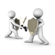 3d knights with sword on white background