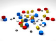 Lots of multi-colored plastic caps Lots of multi-colored plastic caps