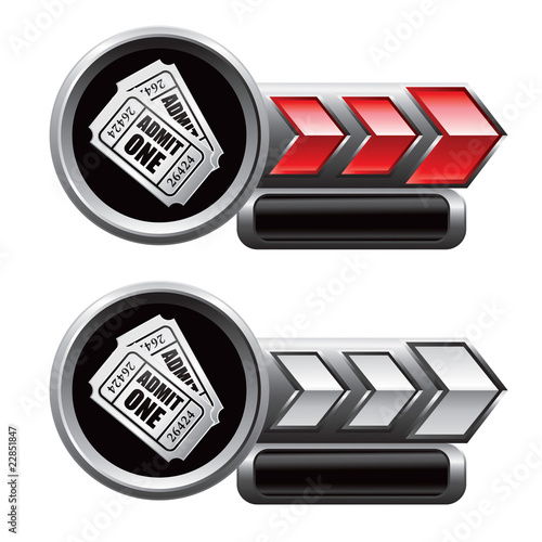 Vector: admission tickets red and white arrow nameplate banners admission tickets red and white arrow nameplate banners