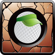 golf ball with visor bronze cracked web icon