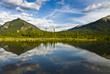 A Lake reflecting mountains in Banff National Park, Canada