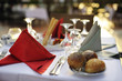 White and red festive table