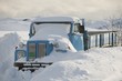 Truck is snowed in, Flakstadoya, Loftofen, Norway