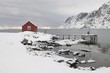 Remote house in coastal landscape,Skjelfjord, Flakstadoya,  Loftofen, Norway